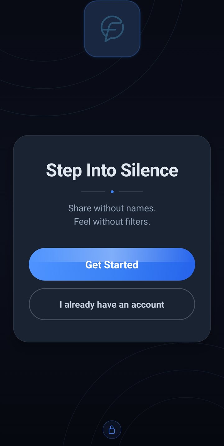 Frisyn app welcome screen showing the Step Into Silence onboarding